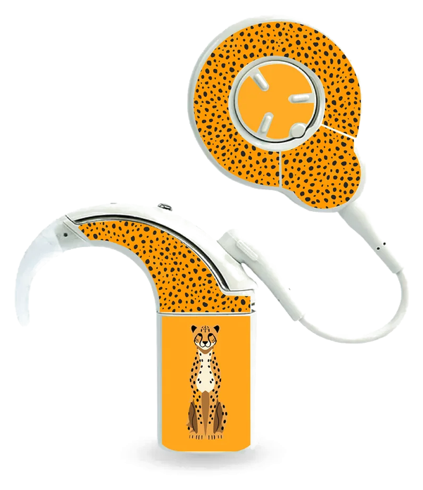 Hansie en Grietjie Velocity cochlear implant skin, cheetah print